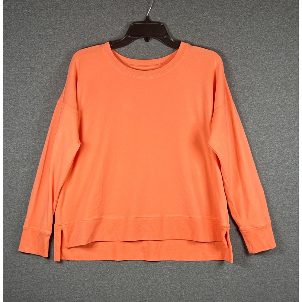 Eileen Fisher Orange Organic Cotton Sweatshirt PL High Low Hem Slit minimalist
